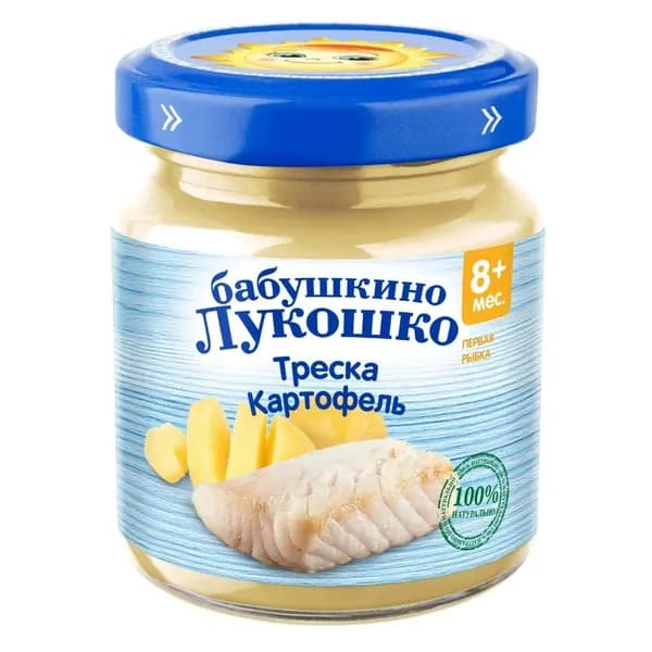 Пюре рыбное с овощами Бабушкино лукошко Треска с картофелем с 8 мес., 100 г. 6 шт