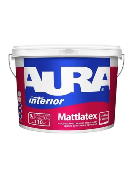 Краска моющаяся для стен и потолков Aura MATTLATEX 0,9 л