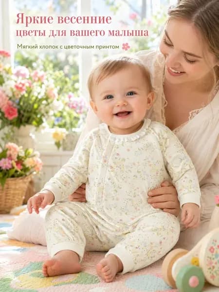 Боди и комбинезон для новорожденных, на кнопках, 100% хлопок