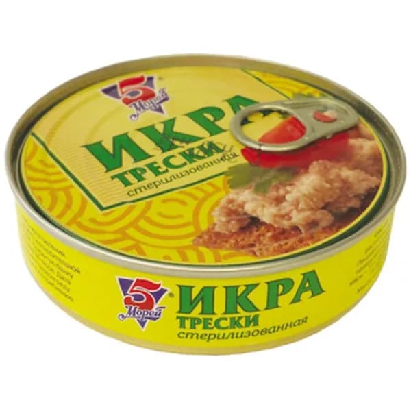 Икра трески атлантическая пробойная 5 Морей 160г