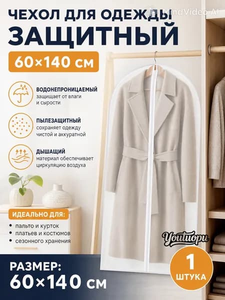 Чехол для одежды, 140 см х 60, 1 шт