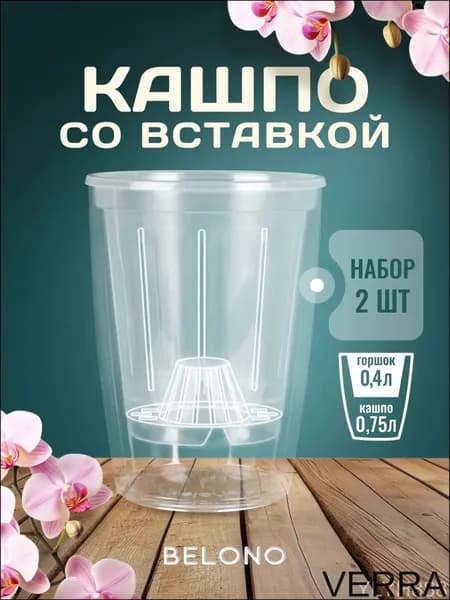 Belono Горшок для цветов 0.75 л, 12 см, 2 шт, цвет прозрачный