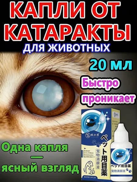 Капли для животных. Глазные для кошек и собак Капли от катаракты для Собаки кошки 20мл