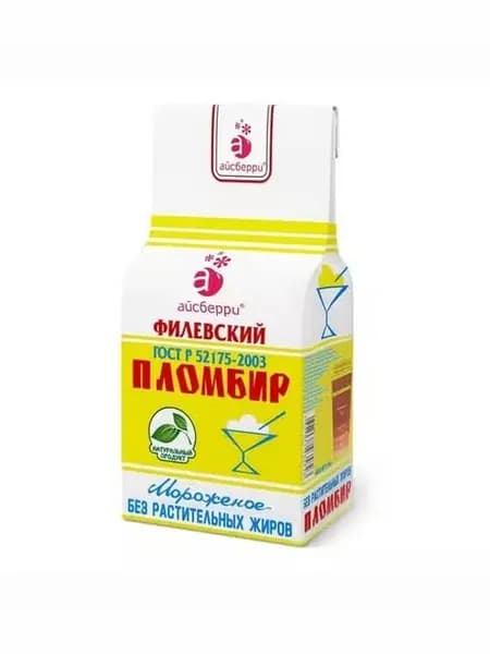 Мороженое пломбир Филевское ваниль БЗМЖ 450 г