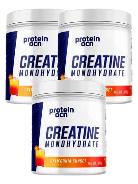 Protein Ocean Creatine Monohydrate, Креатин моногидрат со вкусом Калифорнийский закат, микронизированный, 900 г, набор из 3 упаковок