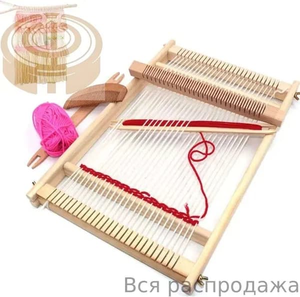 Деревянный детский ткацкий станок хаки для развития творческих навыков