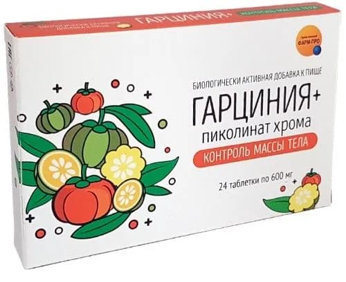 Гарциния+пиколинат хрома контроль массы тела 24 шт. таблетки массой 600 мг