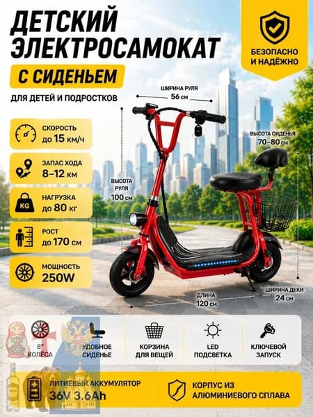 Электросамокат Хит продаж, красный