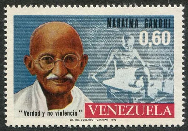 Венесуэла 1972 г. Махатма Ганди. Лидер движения за независимость. Почтовая марка негашеная