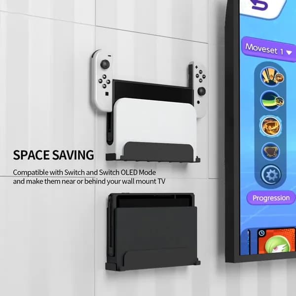 Кронштейн для Nintendo Switch OLED на стену чёрный с вентиляционными отверстиями