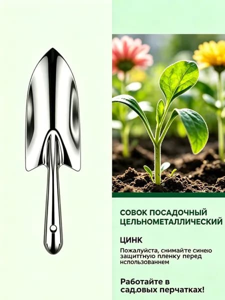 Совок садовый,Нержавеющая сталь, рукоять Сталь, 11.5 см