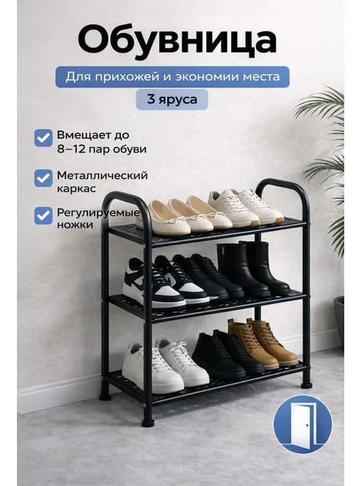 Обувница в прихожую металлическая и полка для обуви