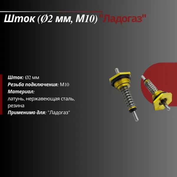 Шток Ладогаз: 2 мм резьба М10 2 шт