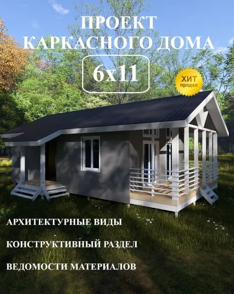 Готовый проект каркасного дома 6х11 м.