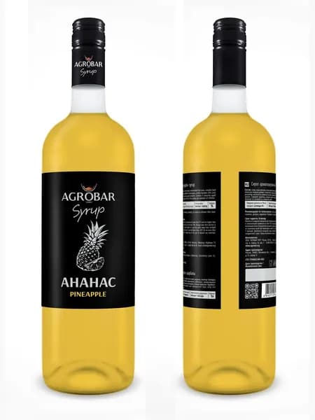 Сироп AGROBAR Ананас для коктейлей и лимонадов, 1 л