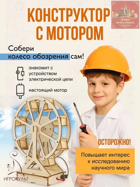 Деревянный конструктор, сборная модель с питанием Колесо обозрения