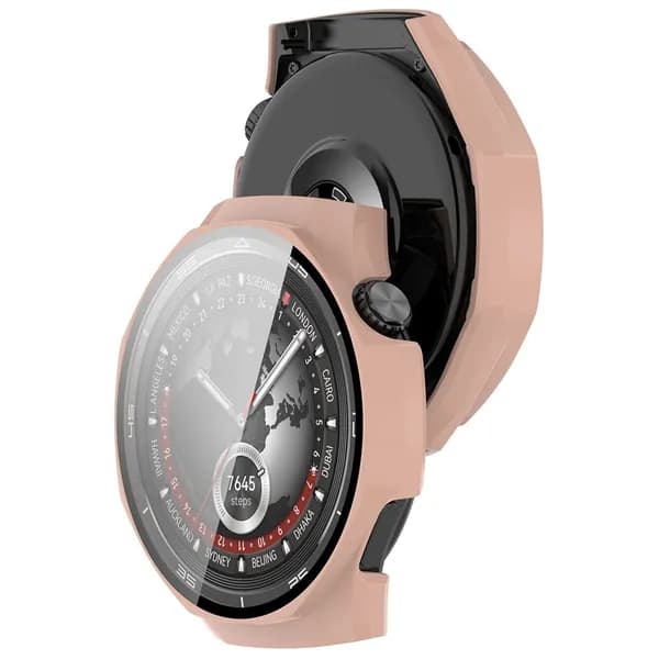 Чехол-пленка для Huawei Watch GT5 Pro 46 мм, розовый, из поликарбоната и закалённого стекла