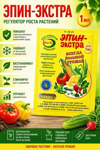 Эпин-Экстра 1мл удобрение для роста и развития растений