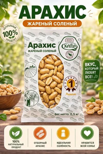 Арахис жареный соленый,0,5 кг