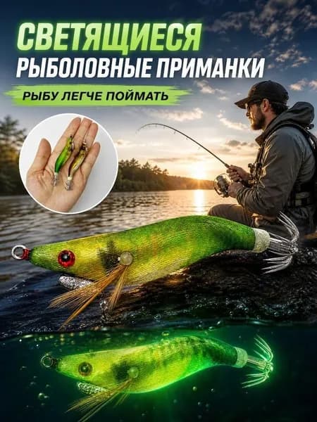 Светящаяся приманка-креветка 7,8 см с двойным крючком 24 шипа