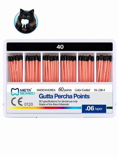 Штифты Гуттаперчевые конус 06 №40 Meta Biomed, 60 шт. абсорбирующие Gutta Percha Points