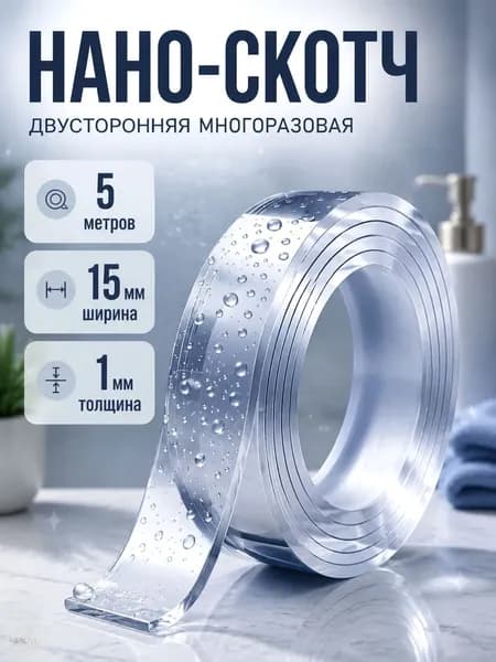 Клейкая лента канцелярская 15 мм x 5 м, 1 шт.