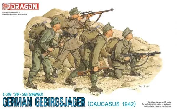 Dragon 1/35 6045 WWII German Gebirgsjager (Caucasus 1942) (4 фигуры) Пластиковые модели солдат