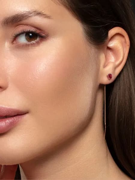 Jewelry Valley Серьги ювелирные с рубином, золочение, серебро 925 пробы