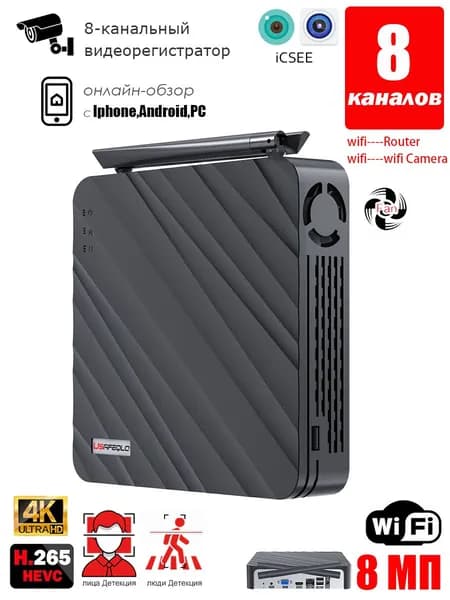 Мини-Wi-Fi NVR для icsee WiFi-камера Поддержка движения 5MP 3MP Проводная 8MP IP-камера Распознавание лиц