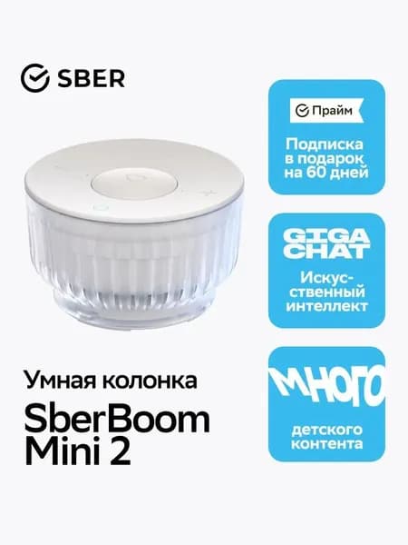 Умная колонка Sber SBDV-00250G SberBoom Mini 2 с GigaChat, неоновый серый