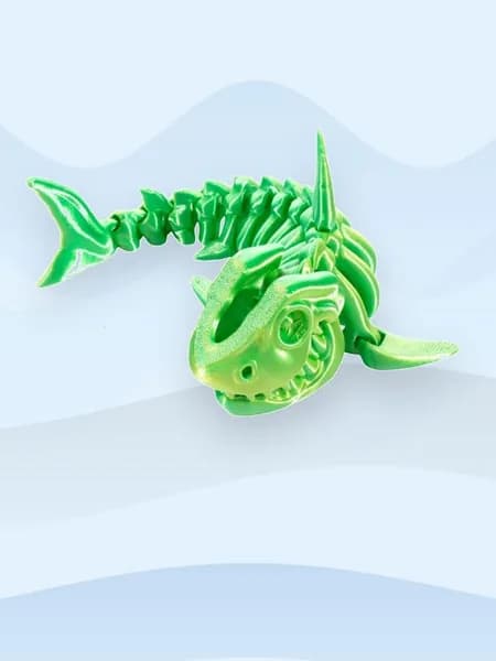 3D Печатная подвижная фигурка акулы, - 4