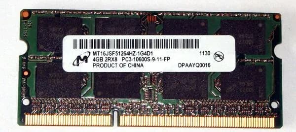 Micron Оперативная память DDR3 4Gb 1333 Mhz So-Dimm PC3-10600 mt16jsf51264hz-1g4d1 для ноутбука DDR3, 1333 МГц, 1 x 4 ГБ (mt16jsf51264hz-1g4d1)