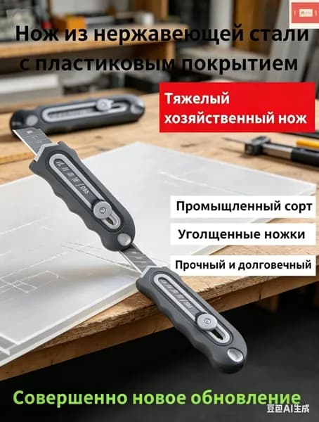 Нож канцелярский строительный, многофункциональный 6 в 1 Нержавеющая сталь Материал, лезвие 18 мм