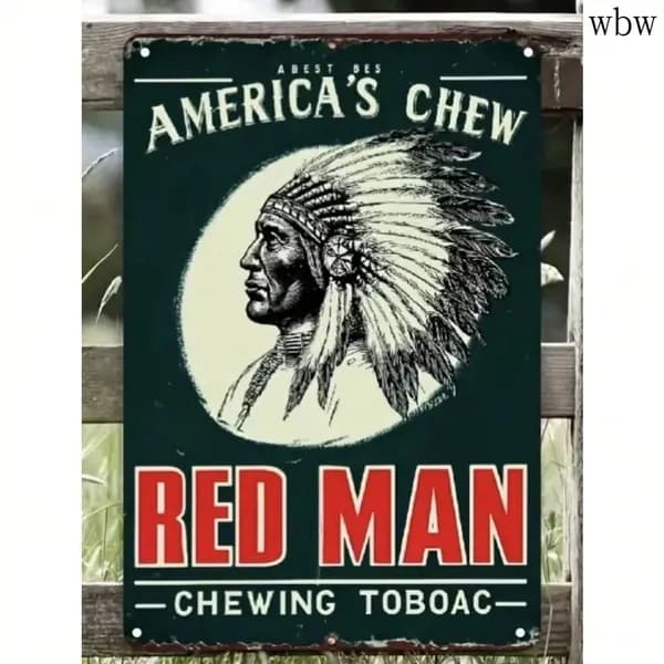 Винтажная металлическая плакатка Red Man Chewing Tobacco ретро реклама декор для мужской комнаты 20x30cm
