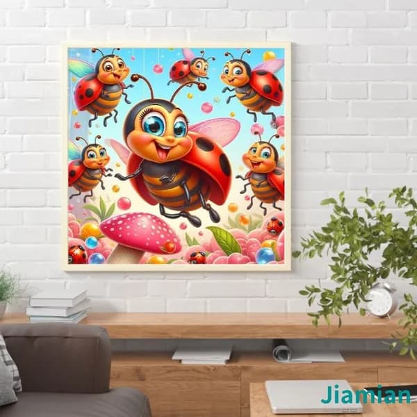 Диамантная картина Божья коровка из смолы, 30 30 см