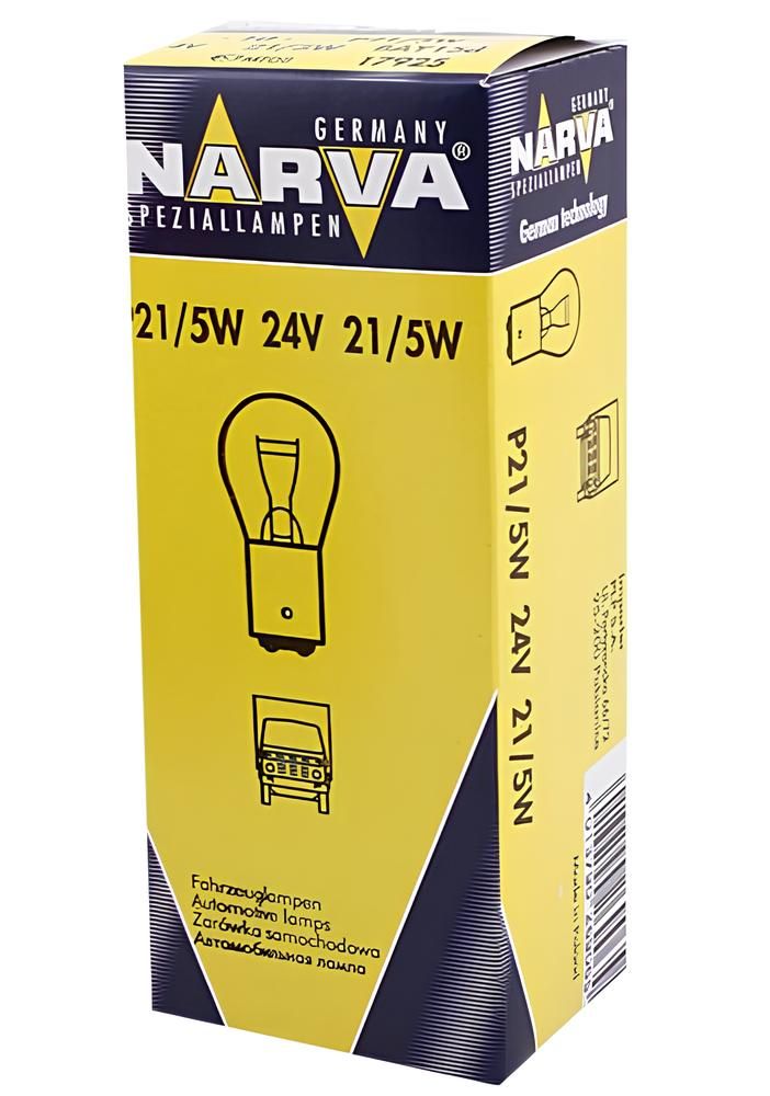 Лампа 24V P21, 5W BAY15d двухконтактная (NARVA)