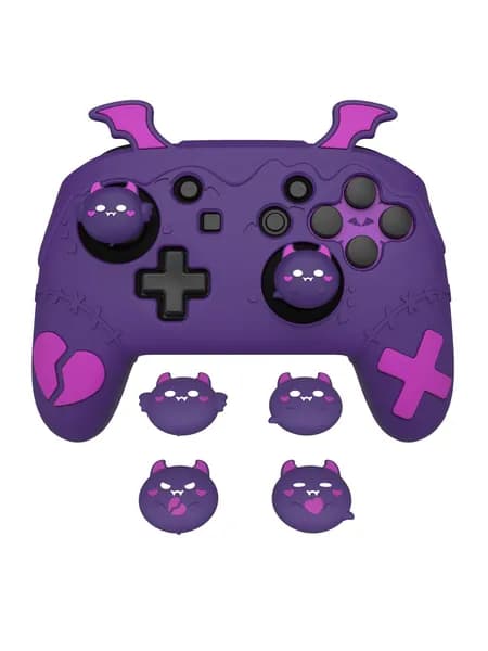 PlayVital Gothic Series Iris Purple Защитный силиконовый чехол для контроллера Nintendo Switch Pro, противоскользящее покрытие, 4 колпачка для джойстиков, 2 наклейки