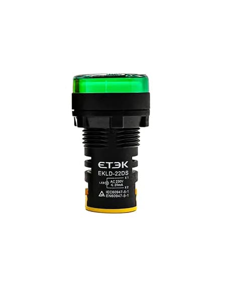 Лампа сигнальная EKLD-22DS-G-220 зелёная 220VAC, 22 мм, светодиодная, на панель