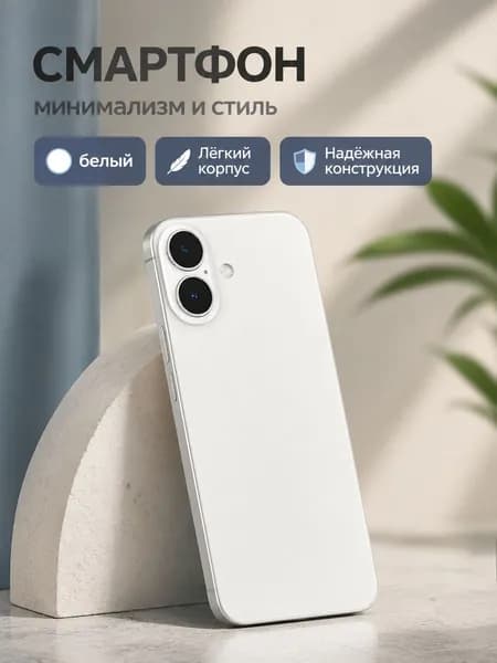 Модель телефона для iPhone 16, белая, с черным стеклянным экраном