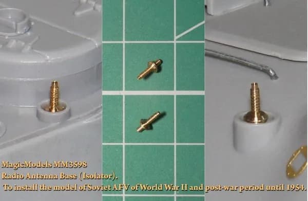 Magic Models MM3598 Антенный ввод (изолятор). Для установки на модели советской БТТ Второй мировой войны и после военный период до 1954 года. 1/35