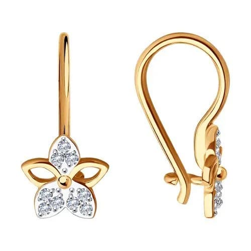 Серьги золотые на петле детские 375 пробы