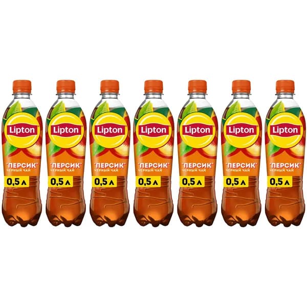 Холодный чай Lipton черный персик 500 мл, набор: 7 штук