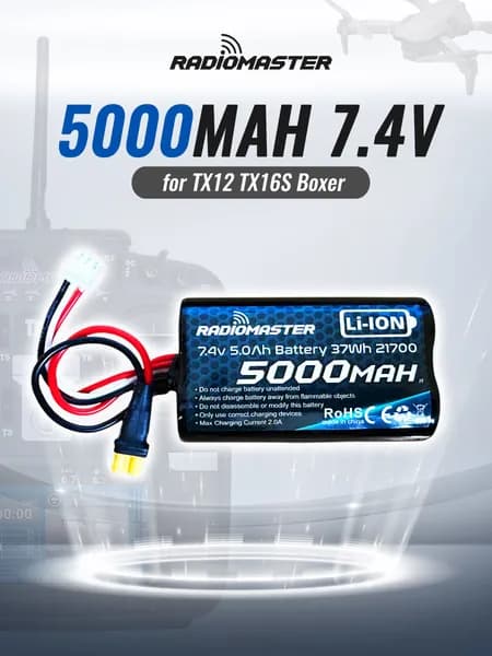 Аккумулятор для пульта RadioMaster 5000 мАч 2S 7.4V Li-Ion, совместим с Boxer, TX16S, TX12.