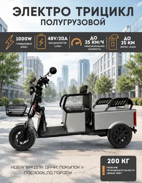 Электрический Грузовой трицикл 1000 Вт гравировка 240 Вт 48V/20A
