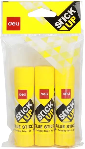 Клей-карандаш 8гр., 3шт. желтый цвет, блистер Deli (EA200-MT)