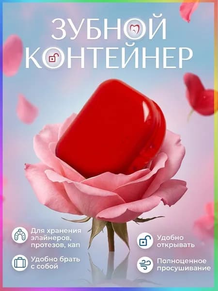 Контейнер стоматологический, пластиковый, универсальный для хранения зубных протезов и брекетов/футляр орт