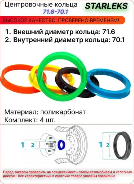 Центровочные кольца для литых дисков 71,6