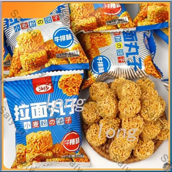 Снеки из лапши "Шарики Рамен", хрустящие, со вкусом стейка и специй _СЛАДКАЯ ЛАВКА