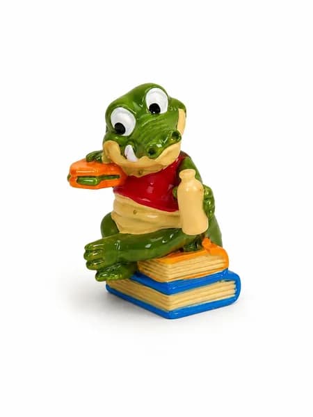 Фигурка Kinder Surprise Ferrero Coccodritti 1992, крокодил-школьник на книгах, коллекционная мини-фигурка