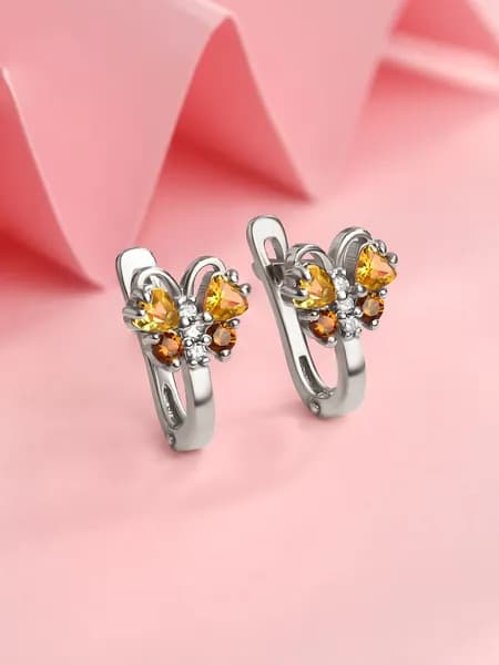 Детские серьги бабочки серебро 925 с фианитами